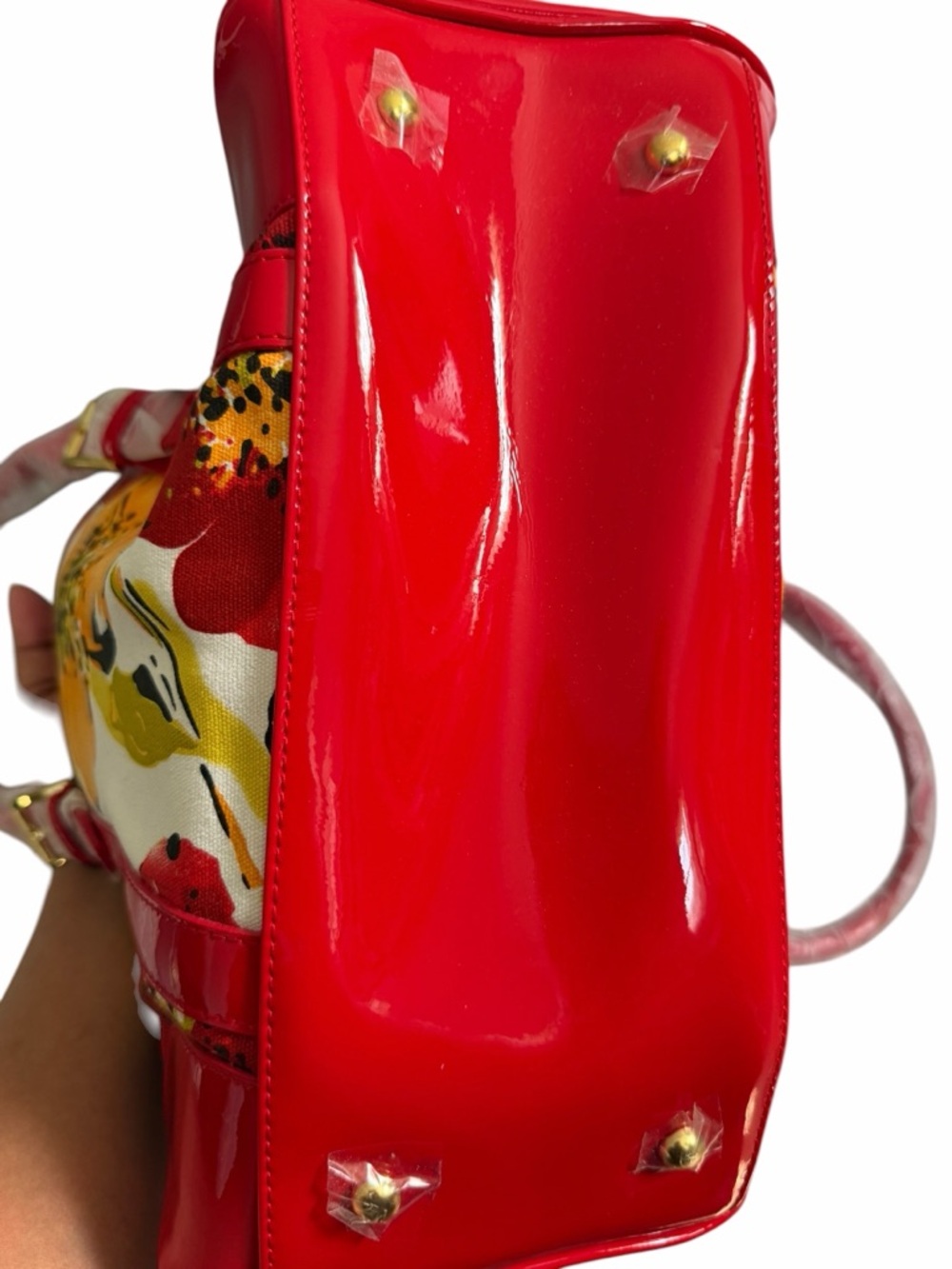 St. John Red Floral Shoulder Bag with Dust Bag New $250 - Picture 4 of 12